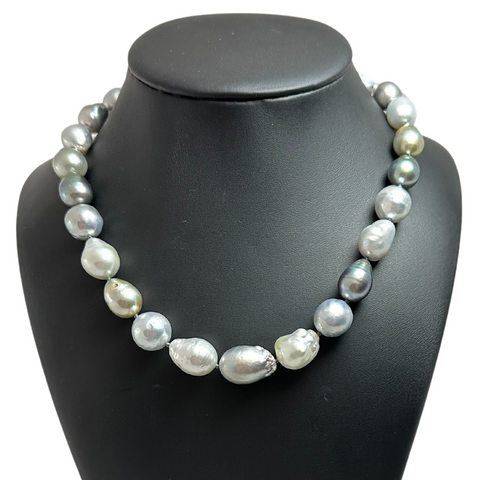 Daisy Exclusive Baroque South Sea Tahitian Pearl Necklace 18k Gold Ball Clasp + Montreal Estate Jewelers