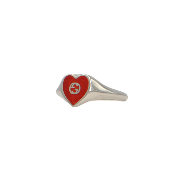 Gucci Sterling Silver Heart Ring with Interlocking G + Montreal Estate Jewelers