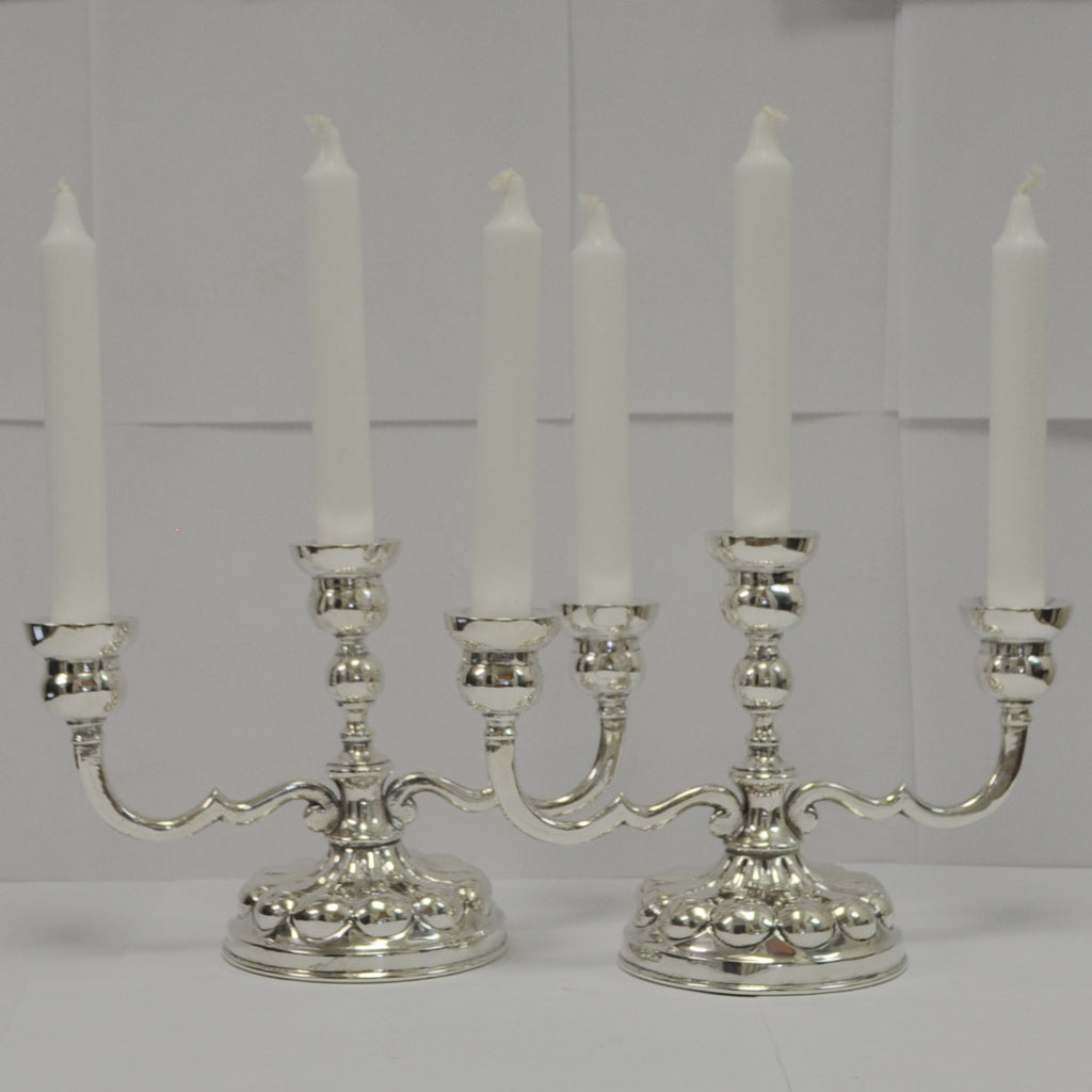 Pair of Mexican 950 Silver Candelabras c.1946 - Westmount, Montreal - Daisy Exclusive