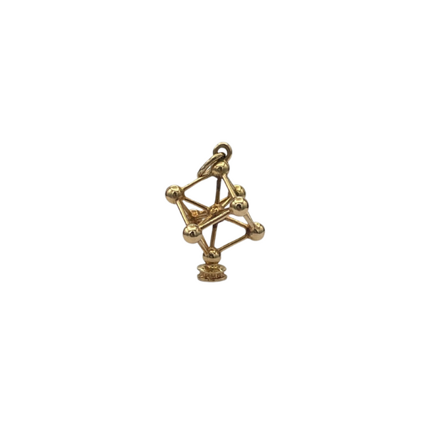 Vintage 18K solid yellow gold molecule charm/pendant.