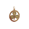 9K Yellow Irish 3 leaf clover with serpentine stone on each