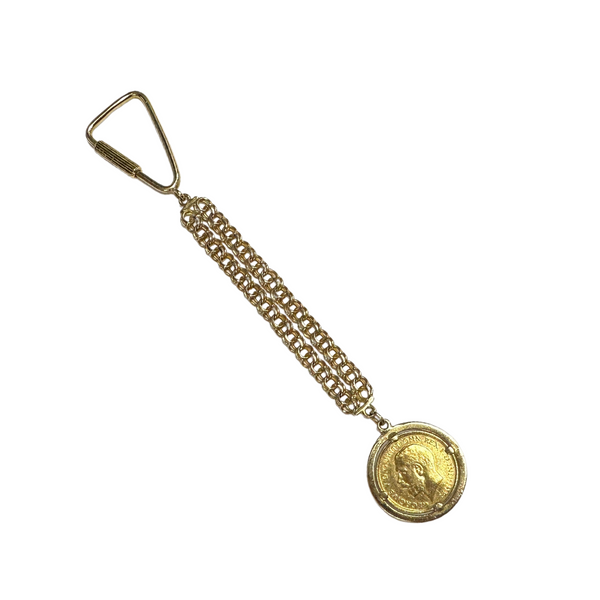 Vintage 22k Gold Coin and 18K Gold Carabiner Charm Holder + Montreal Estate Jewelers