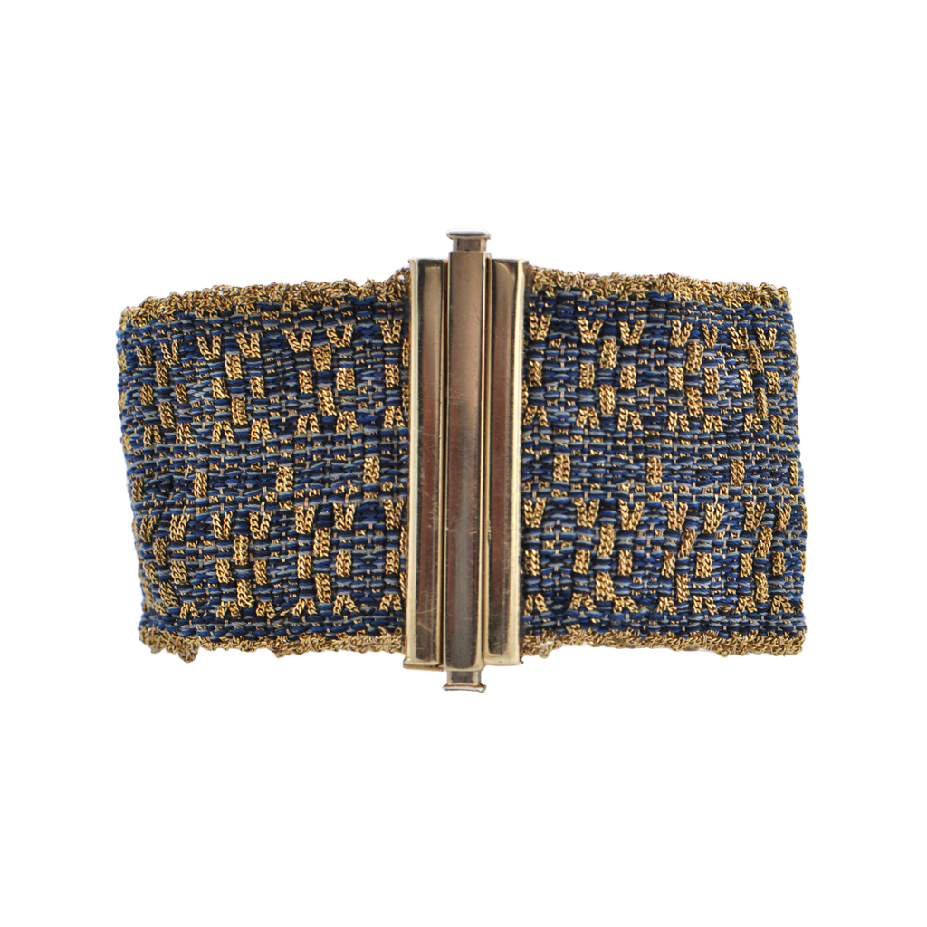 Vintage Italian Woven Fabric and 14K Gold Cuff Bracelet + Montreal Estate Jewelers