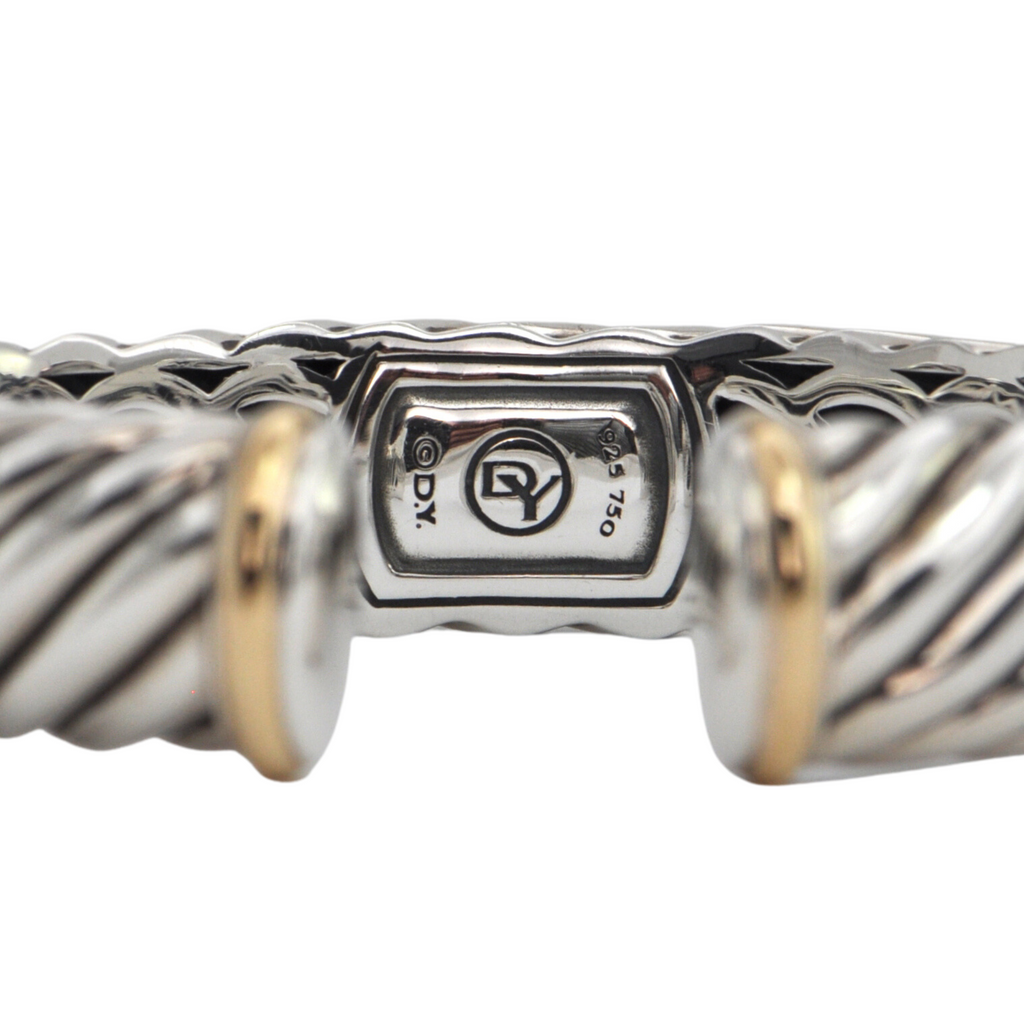 David Yurman Sculpted Cable Sterling Silver and 18K Gold Cuff Bracelet 15mm + Montreal Estate Jewelers