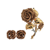 Mid-Century Diamond 14K Rose Gold Rose Earrings + Montreal Estate Jewelers