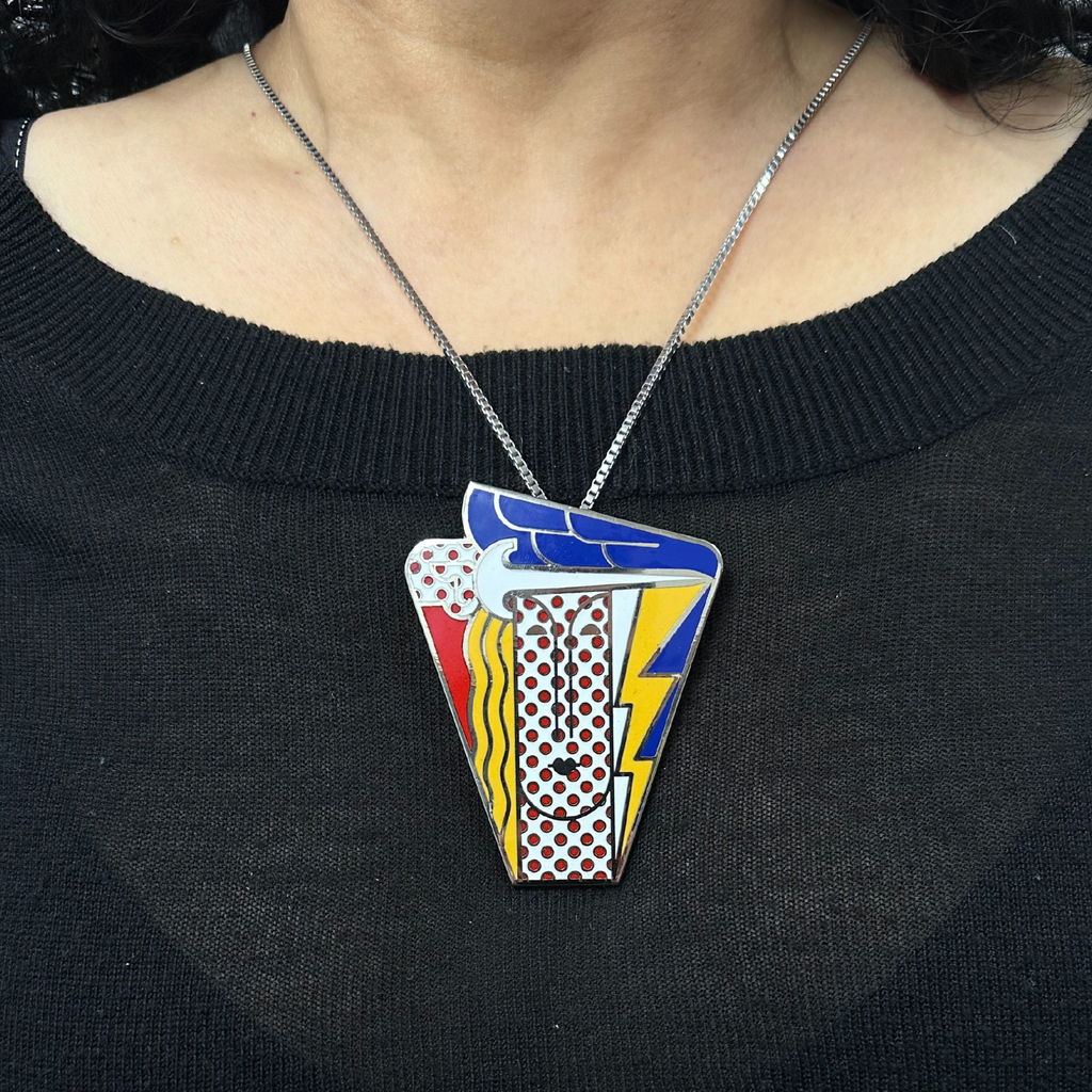 Mid-Century Signed 'Roy Lichtenstein' Modern Head Brooch/Pendant C.1968