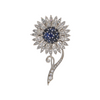 Vintage Handmade Diamond and Sapphire Daisy Flower Brooch + Montreal Estate Jewelers