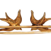 Antique Victorian Seed Pearl 14k Gold Swallows Bar Brooch