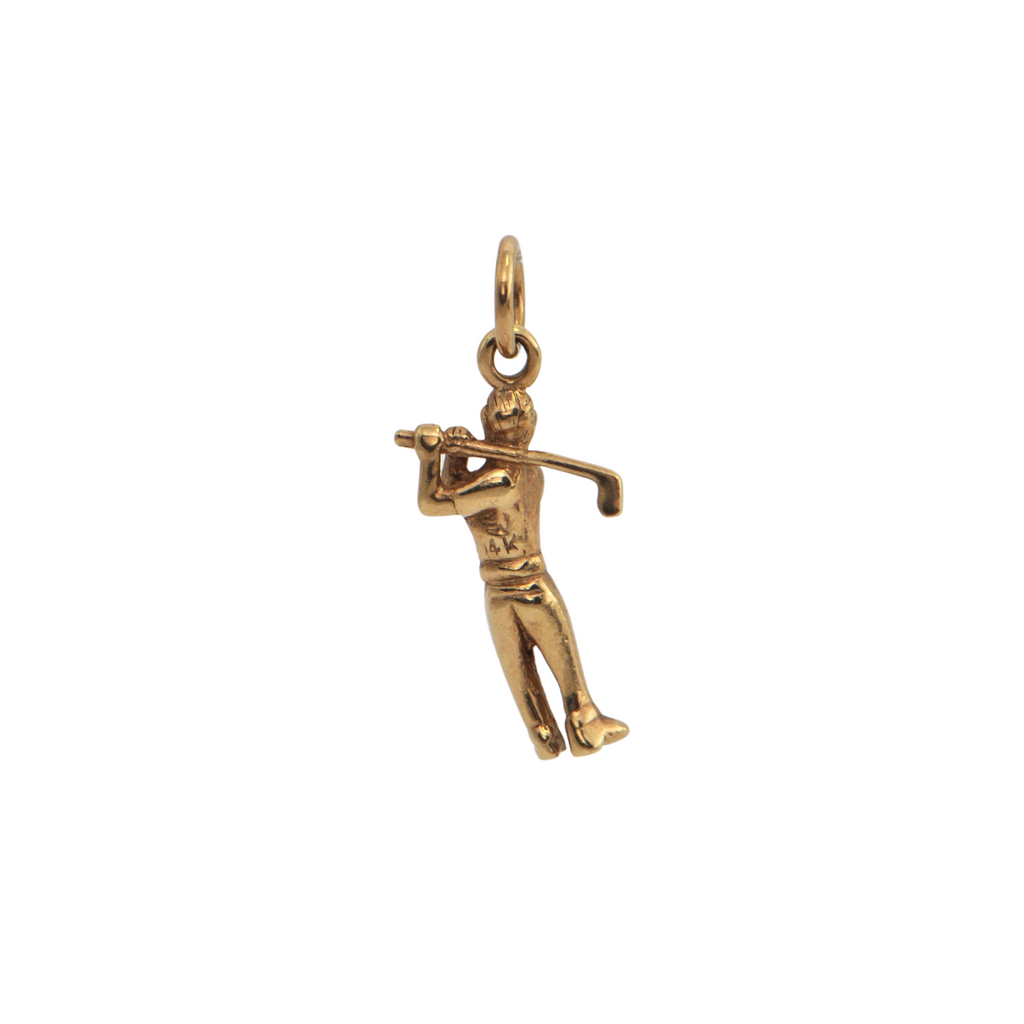 Vintage 14K Gold Golfer Charm + Montreal Estate Jewelers