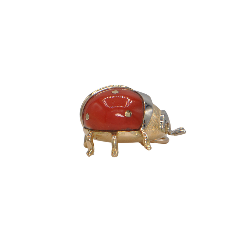 Vintage Coral 18K Gold Ladybug Charm + Montreal Estate Jewelers