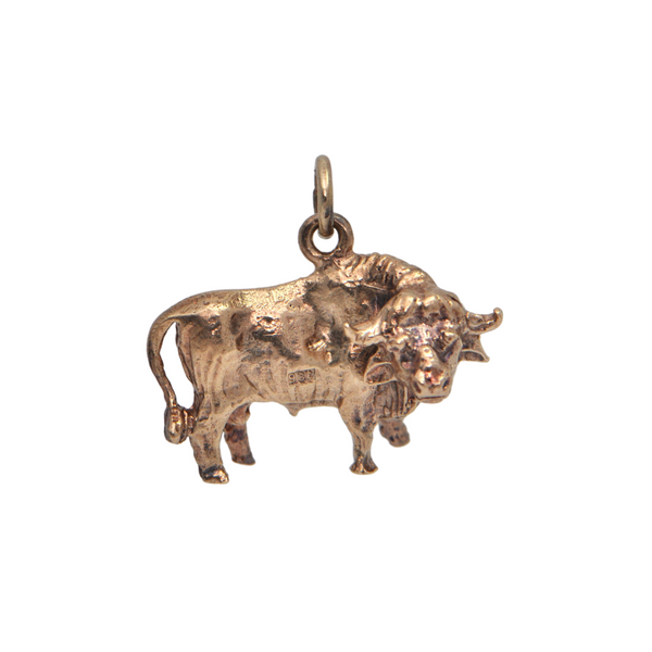 Vintage 9k Gold Taurus Bull Charm + Montreal Estate Jewelers