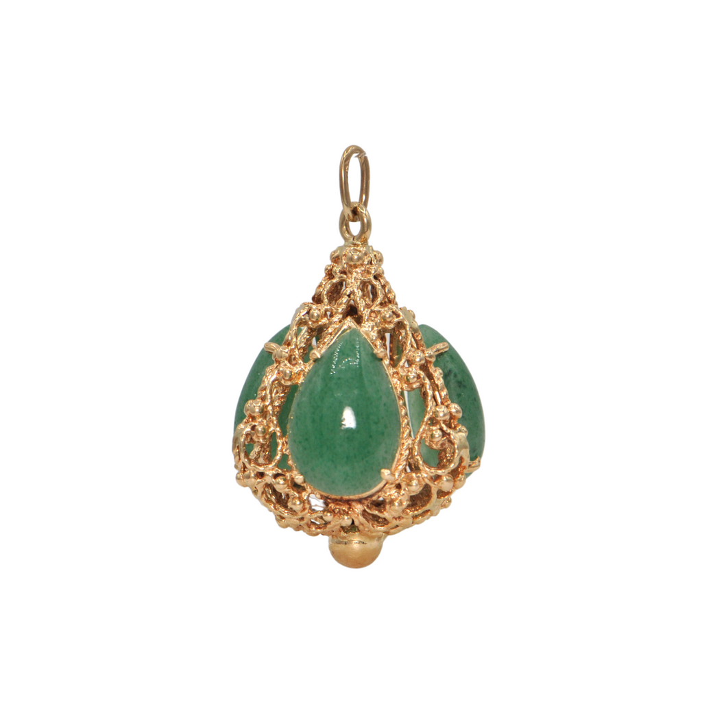 Vintage Aventurine Quartz Gold Lantern Charm C.1950's + Montreal Estate Jewelers