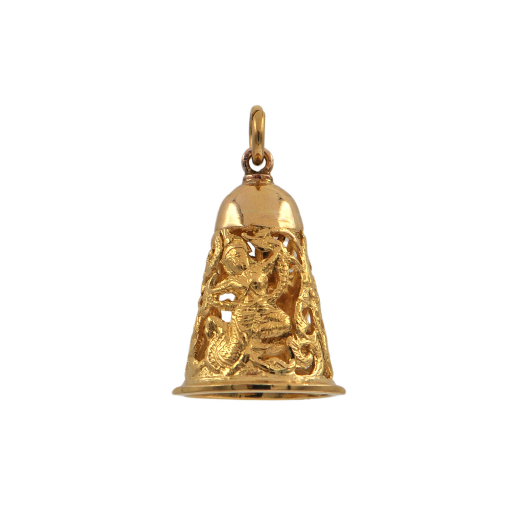 Vintage 18k Gold Khon Dancers (Thailand) Bell Charm + Montreal Estate Jewelers