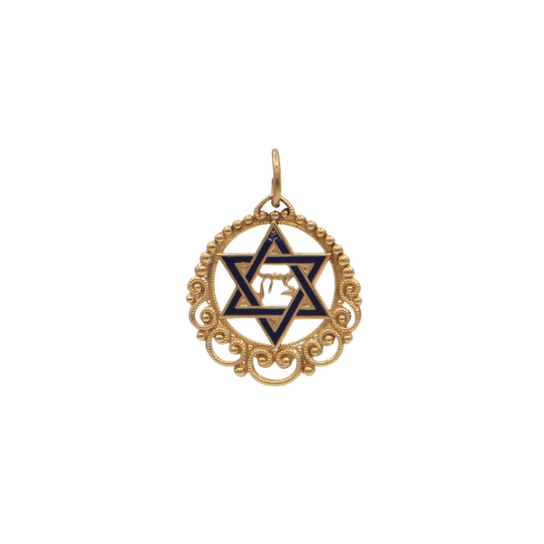 Vintage 14K Gold and Enamel Star of David Charm + Montreal Estate Jewelers