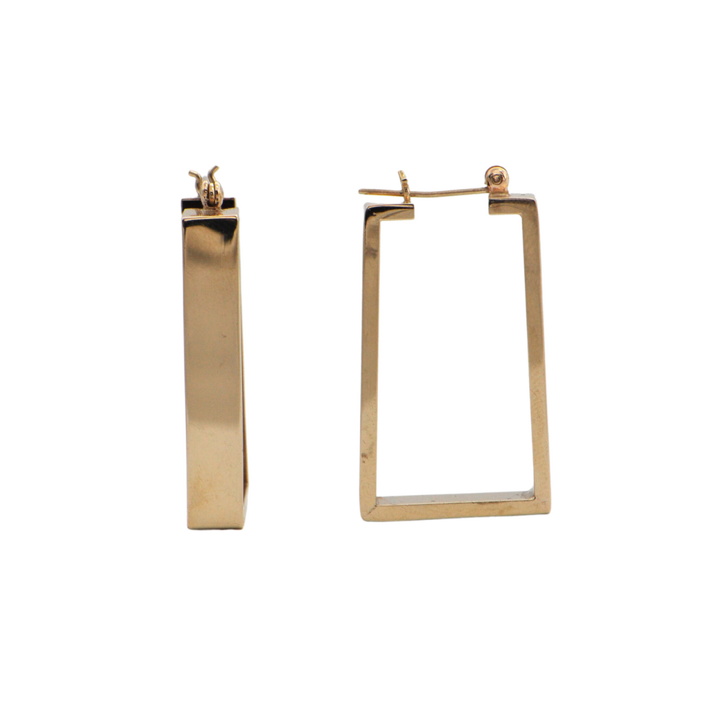 Vintage 14k Gold Rectangular Drop Earring + Montreal Estate Jewelers