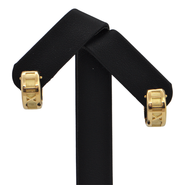 Estate Tiffany & Co. 18k Yellow Gold Atlas Collection Huggie Earrings Dated 1995 + Montreal Estate Jewelers