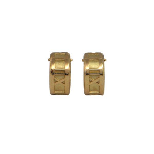 Estate Tiffany & Co. 18k Yellow Gold Atlas Collection Huggie Earrings Dated 1995 + Montreal Estate Jewelers