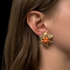 Mid-Century Coral 14k Gold Flower Earrings
