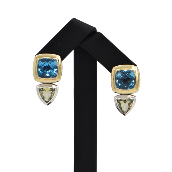 Estate David Yurman Albion Collection Multi-Stone Sterling and 18k Gold Earrings + Montreal Estate Jewelers