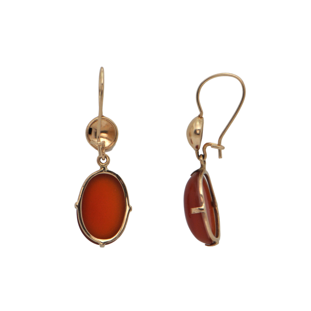 Vintage Carnelian 14K Gold Drop Earrings + Montreal Estate Jewelers