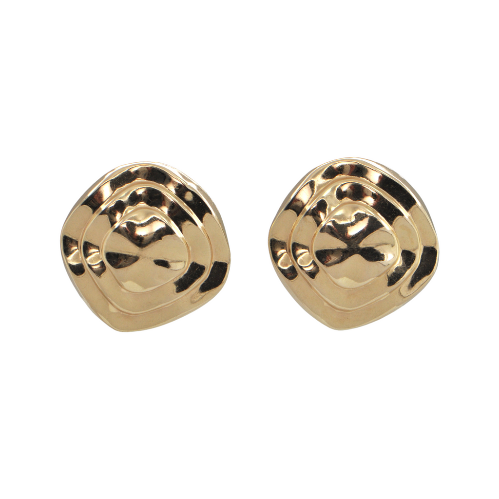 Vintage 14K Gold Puffed Large Semi-Round Earrings + Montreal Estate Jewelers