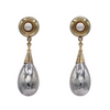 Estate Signed Walter Schluep Sterling Silver, Gold and Pearl Drop Earrings + Montreal Estate Jewelers