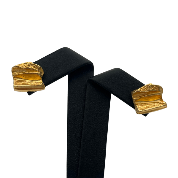 Lapponia 18k yellow gold modernist earrings C. 1978 Bjorn Weckstrom - daisy exclusive jewellers