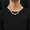 Vintage Graduated Angle Skin Coral and 14K Gold Bead Necklace