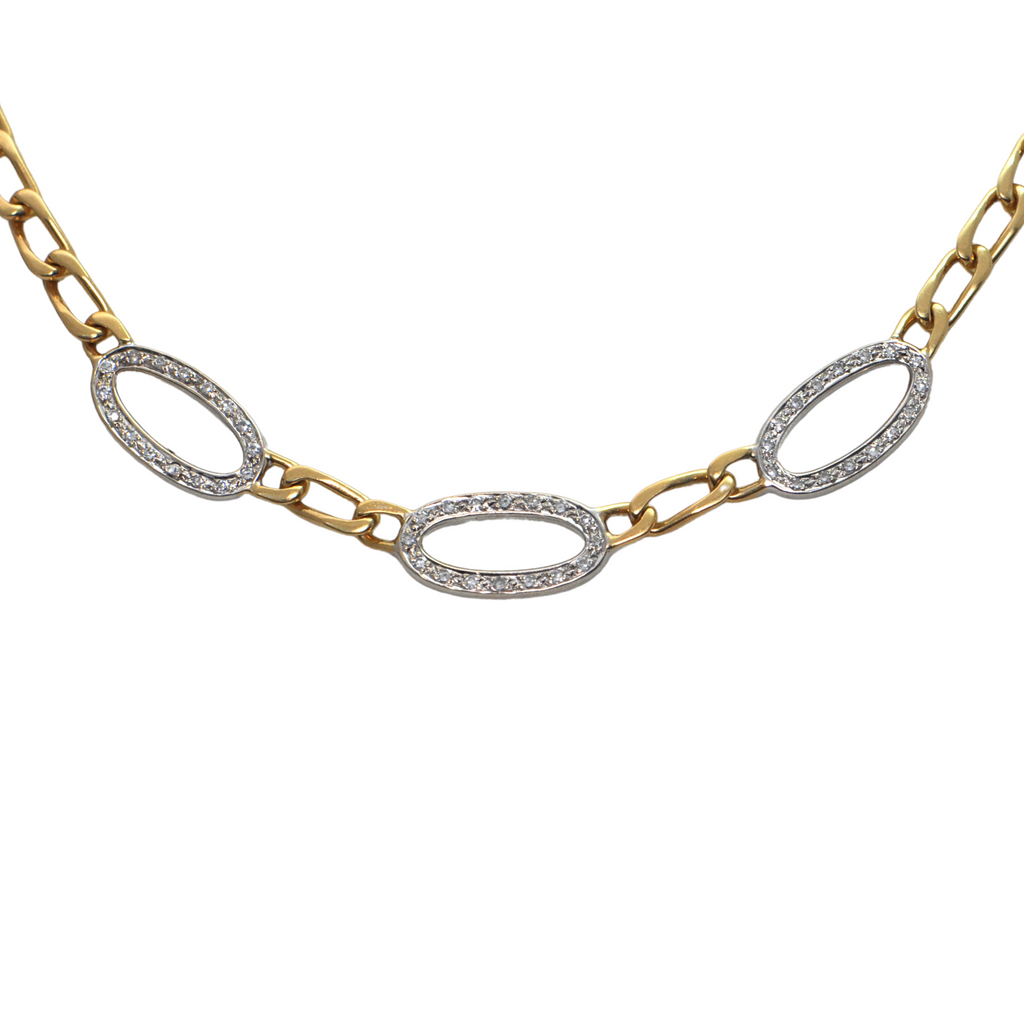 Vintage Diamond 18k Gold Oval Link Necklace + Montreal Estate Jewelers