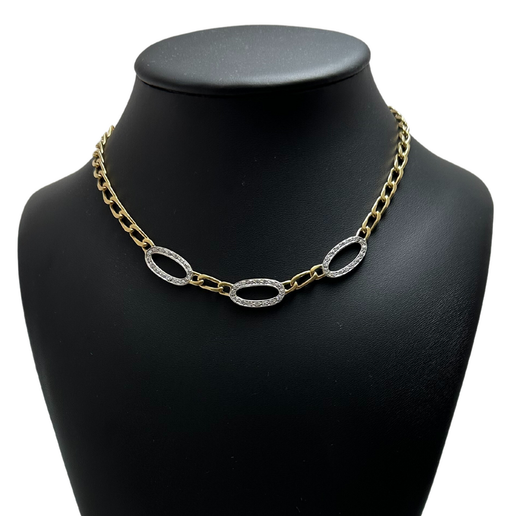 Vintage Diamond 18k Gold Oval Link Necklace + Montreal Estate Jewelers