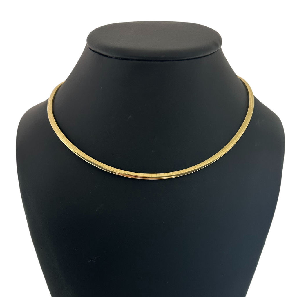 Vintage Italian 18k Gold Omega Link Collar Necklace + Montreal Estate Jewelers