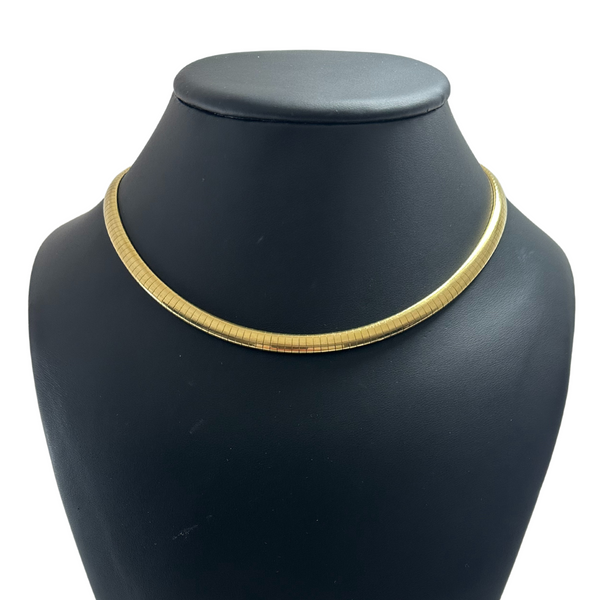 Vintage Italian 18k Gold Omega Link Collar Necklace + Montreal Estate Jewelers