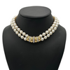 Vintage Double Strand Japanese Cultured Pearl Necklace with Diamond 18k Gold Clasp + Montreal Estate Jewelers