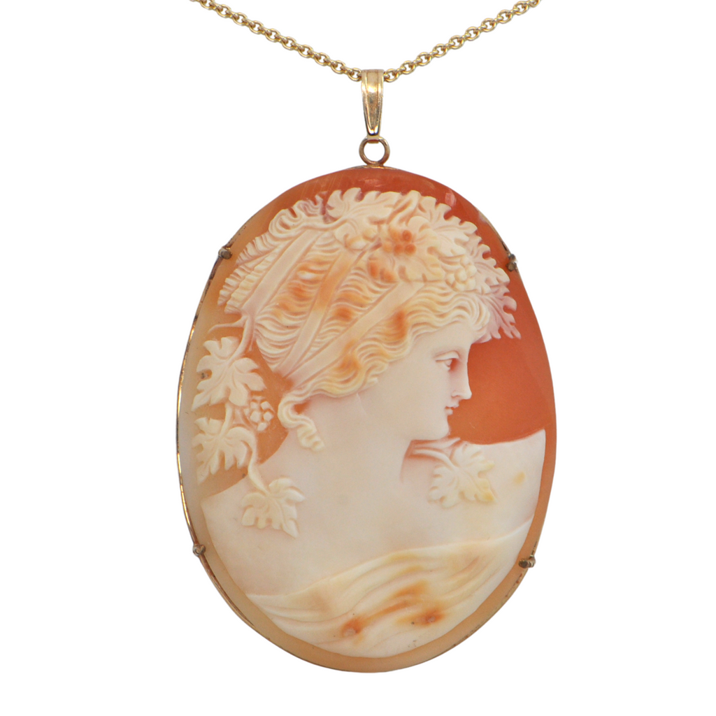 Vintage Shell Cameo 14K Gold Pendant + Montreal Estate Jewelers