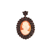 Antique Cameo with Garnet Frame Vermeil Pendant/Brooch + Montreal Estate Jewelers