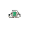 Estate Emerald and Diamond 18K White Gold Ring