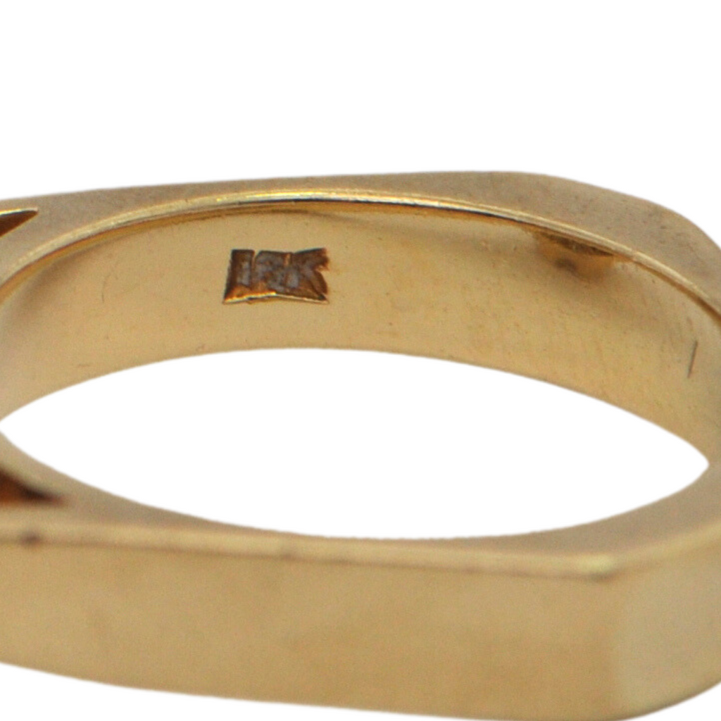 Mid-Century Brutalist Diamond 18k Yellow Gold Ring + Montreal Estate Jewelers