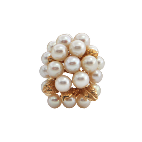 Vintage Pearl and Gold Leaf Cluster Ring + Montreal Estate Jewelers