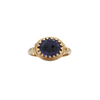 Vintage 'Becky Kelso' Iolite 14K Gold Filigree Engraved Ring + Montreal Estate Jewelers