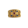 Etruscan Revival Sapphire and Ruby 18k Gold Ring + Montreal Estate Jewelers