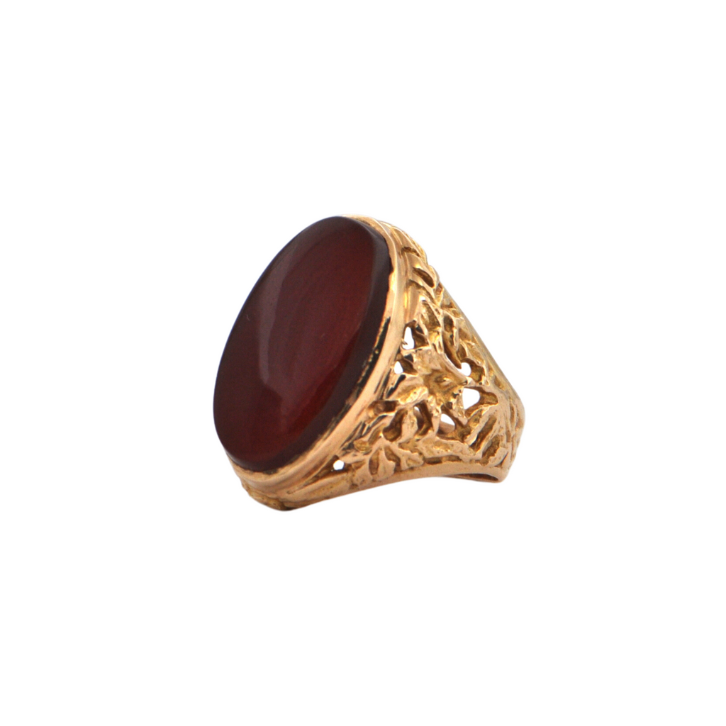 Vintage Carnelian 18K Gold Signet Ring + Montreal Estate Jewelers