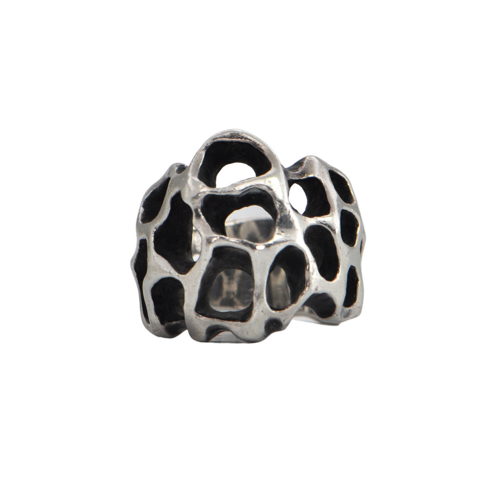 Estate Signed Walter Schluep Brutalist Style Sterling Silver Ring + Montreal Estate Jewelers