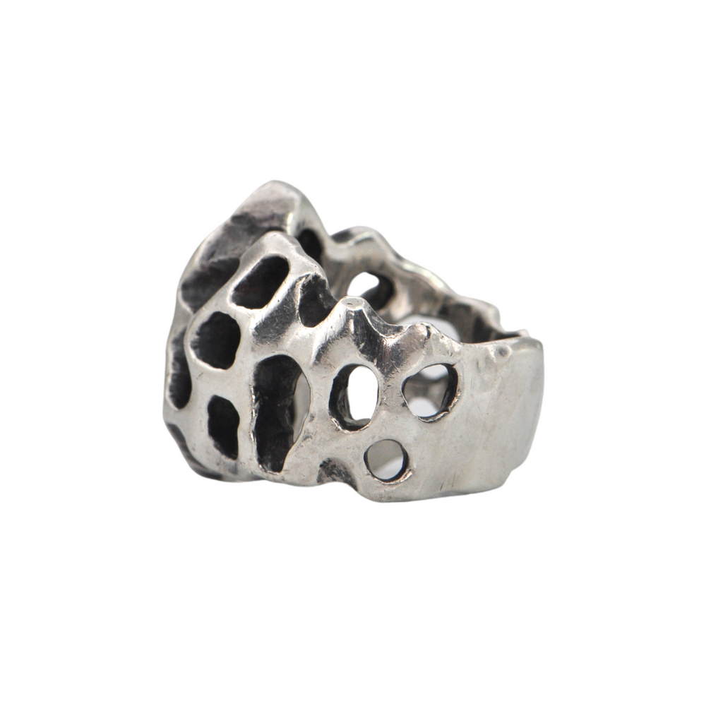 Estate Signed Walter Schluep Brutalist Style Sterling Silver Ring + Montreal Estate Jewelers