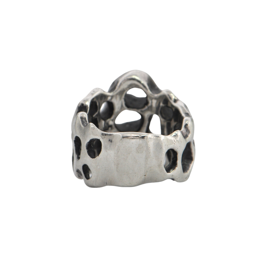 Estate Signed Walter Schluep Brutalist Style Sterling Silver Ring + Montreal Estate Jewelers