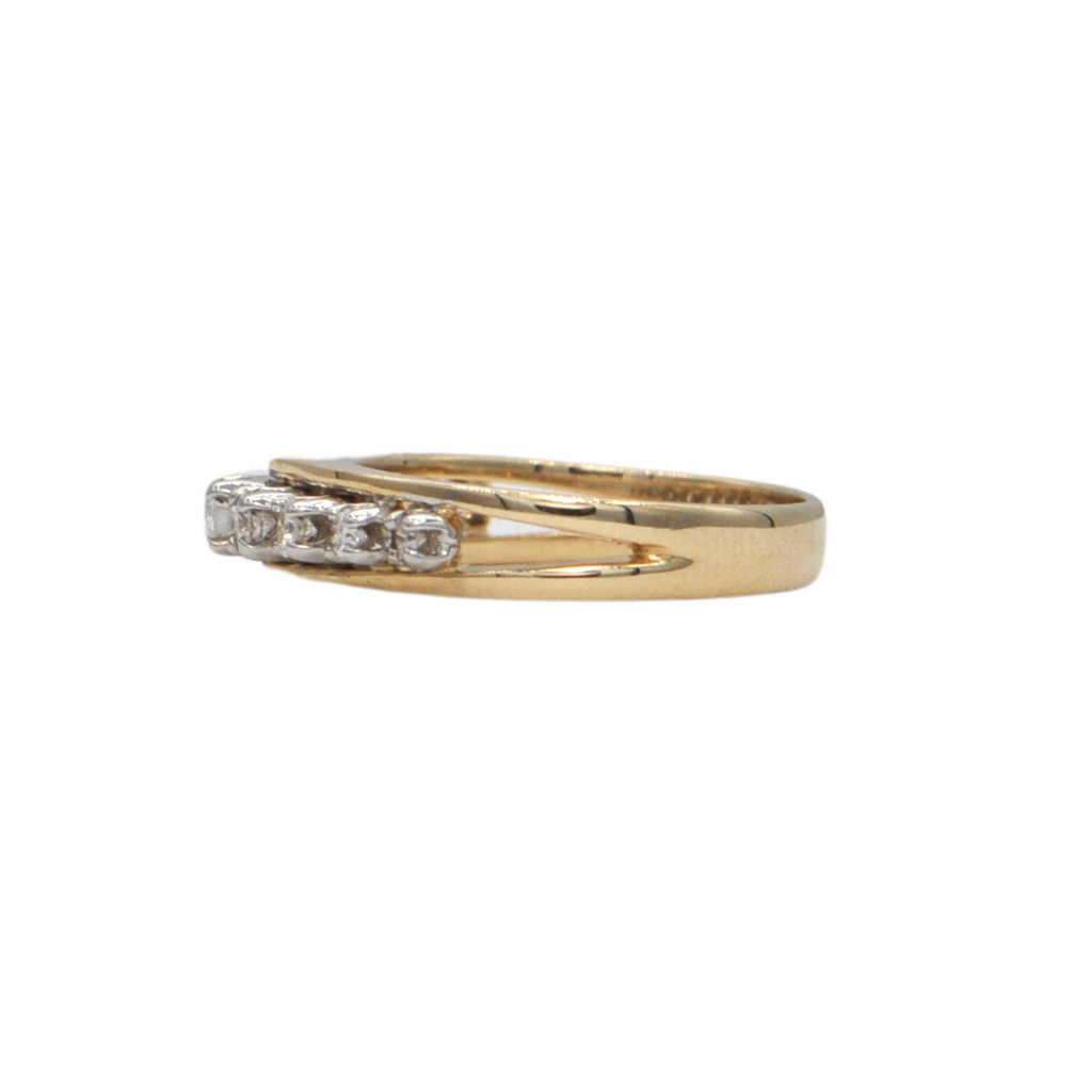 Vintage Diamond 14K Yellow Gold Semi-Eternity Band + Montreal Estate Jewelers