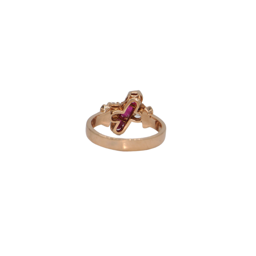 Antique Ruby and Diamond 14k Rose Gold Ring + Montreal Estate Jewelers