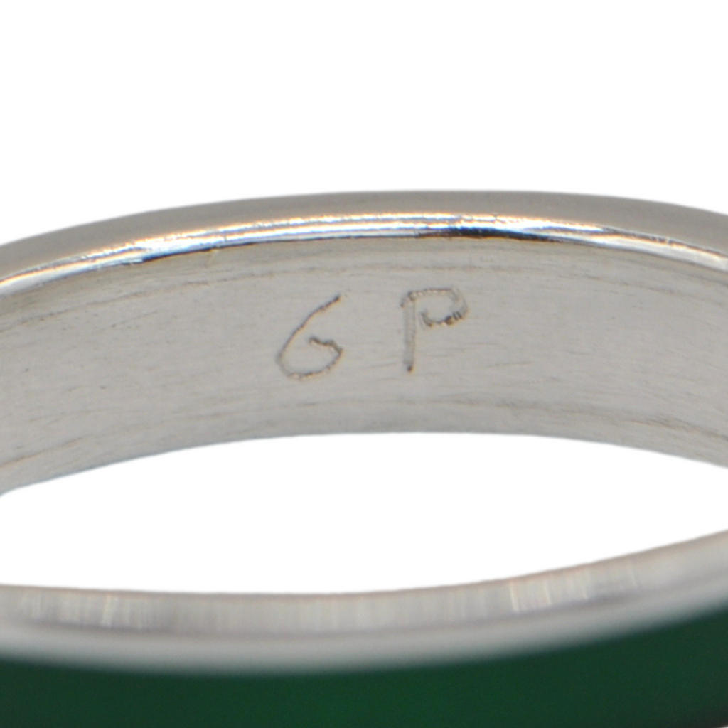 Estate Walter Schluep Green Enamel Sterling Silver Band + Montreal Estate Jewelers