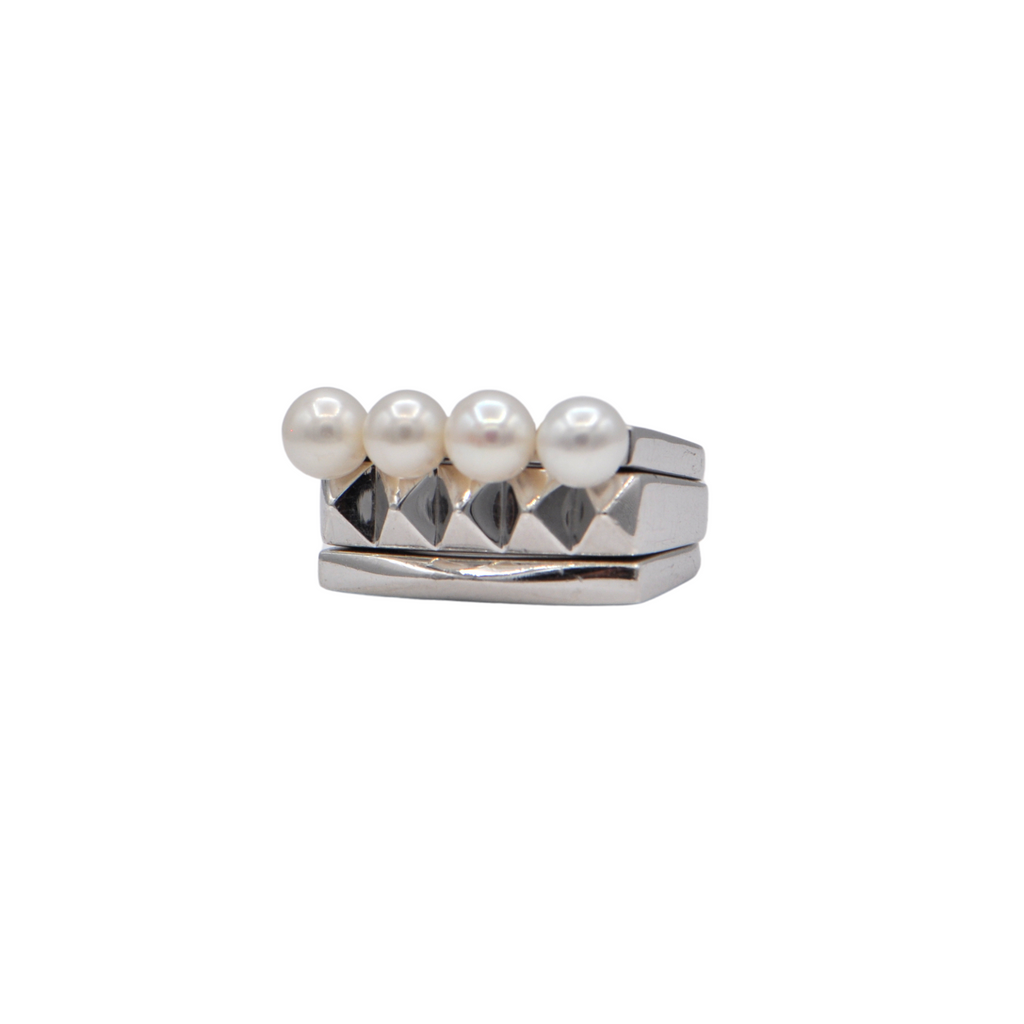 Birks Rock & Pearl Collection Sterling Stackable Ring Set + Montreal Estate Jewelers