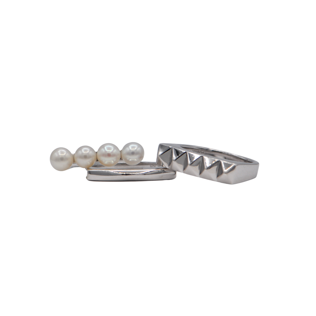 Birks Rock & Pearl Collection Sterling Stackable Ring Set + Montreal Estate Jewelers