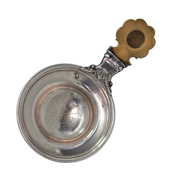 Antique Victorian 'Vincent Carl Dub' 800 Silver and Bone Tea Strainer (1867-1872) + Montreal Estate Jewelers